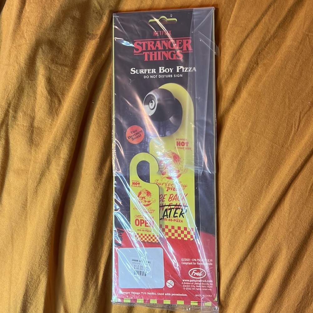 Stranger Things Surfer Boy Pizza Door Sign NWT